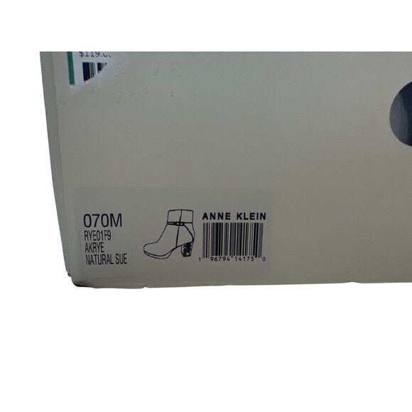 NIB Anne Klein Ankle Boots Suede Ankle Bootie With Side Zip & Block Heel Size 7 - Picture 5 of 6